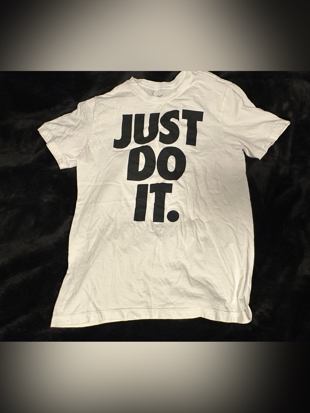 Nike JUST DO IT Tee Shirt WHITE/BLACK Men's SMALL